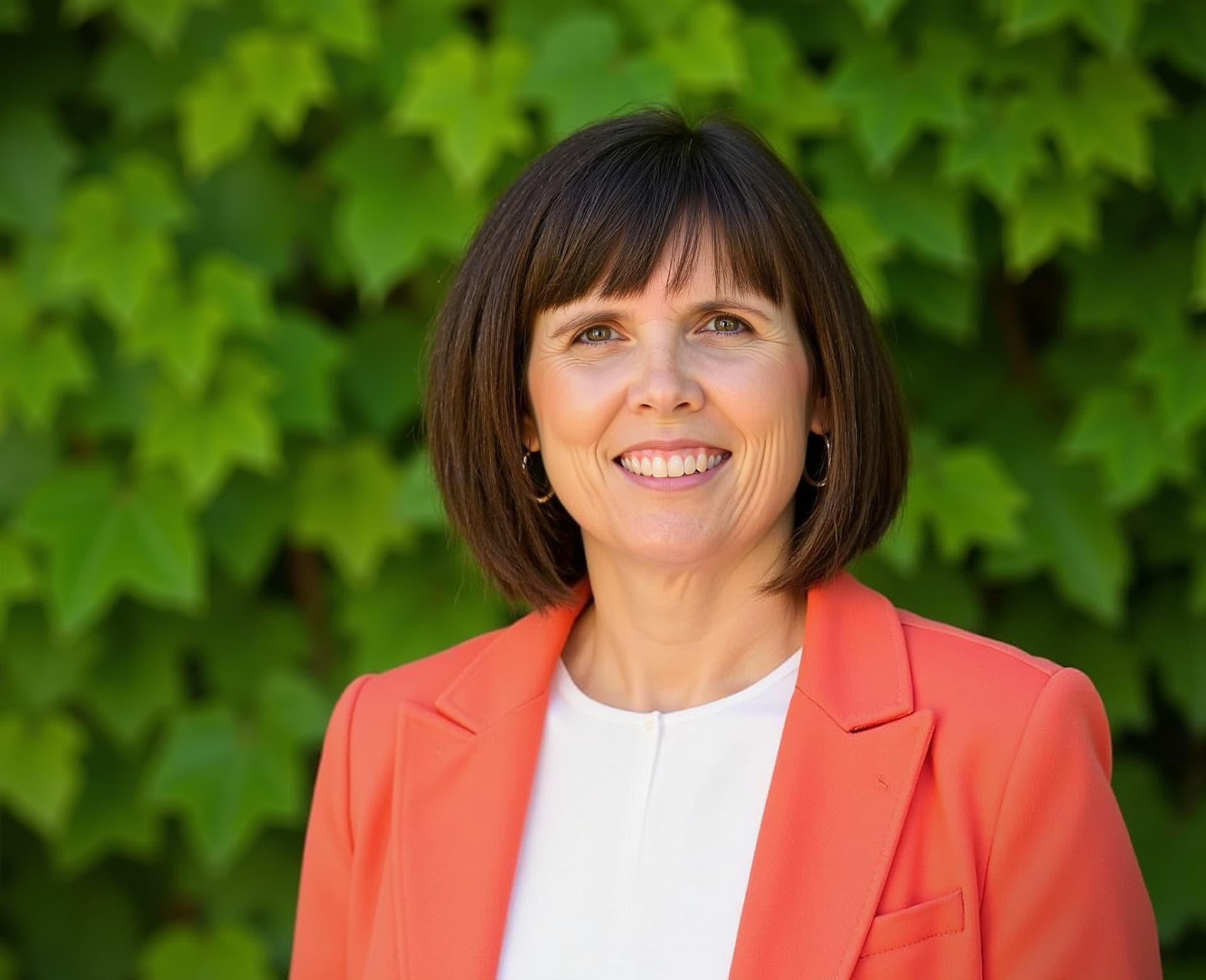 Portrait of Dr. Tracie Edwards in a coral blazer